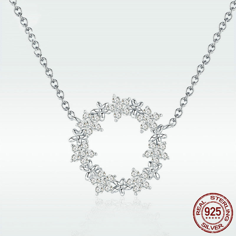 Collier Gypsophile en Argent Massif avec Zircon 