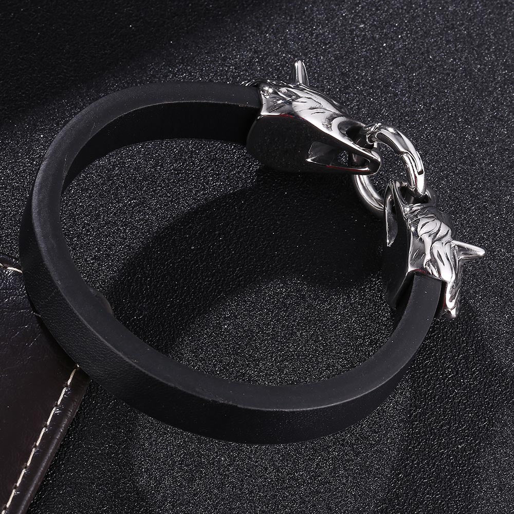 Viking Wolf Head Handmade Leather Rope Bracelet