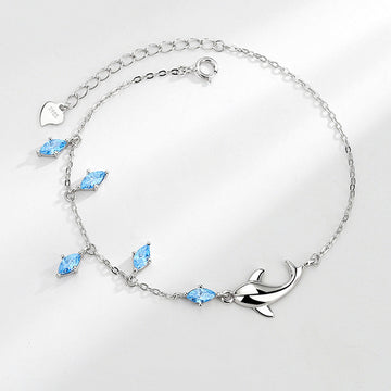 Sterling Silver Dolphin Love Bracelet