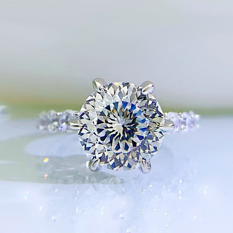 Bague en argent de luxe entièrement moissanite de 5 carats