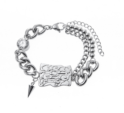 Titanium Steel Hip Hop Zirconia Splice Bracelet