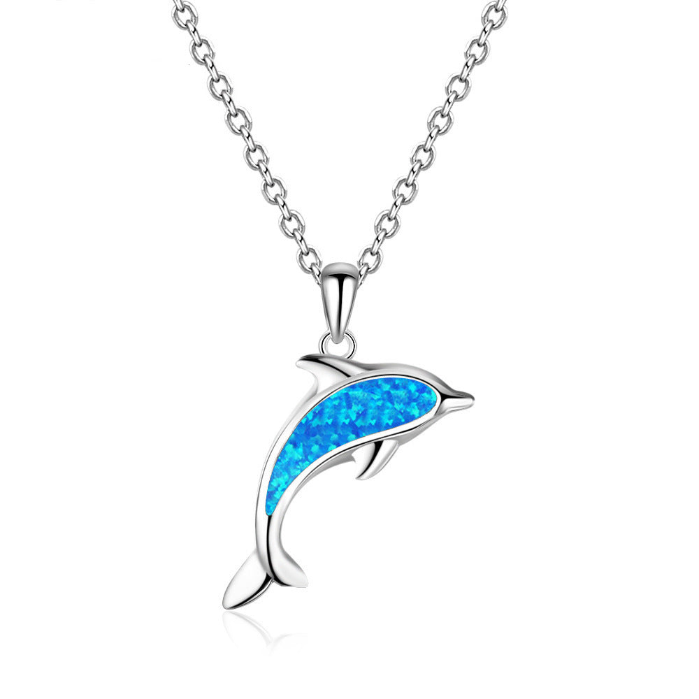 Collier pendentif dauphin océanique en argent sterling