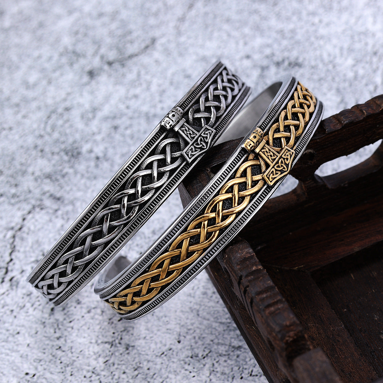 Bracelets manchettes Viking Rune en acier inoxydable