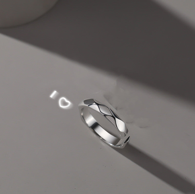 Light Reflection Projection "I LOVE YOU" Adjustable Couple Silver Ring