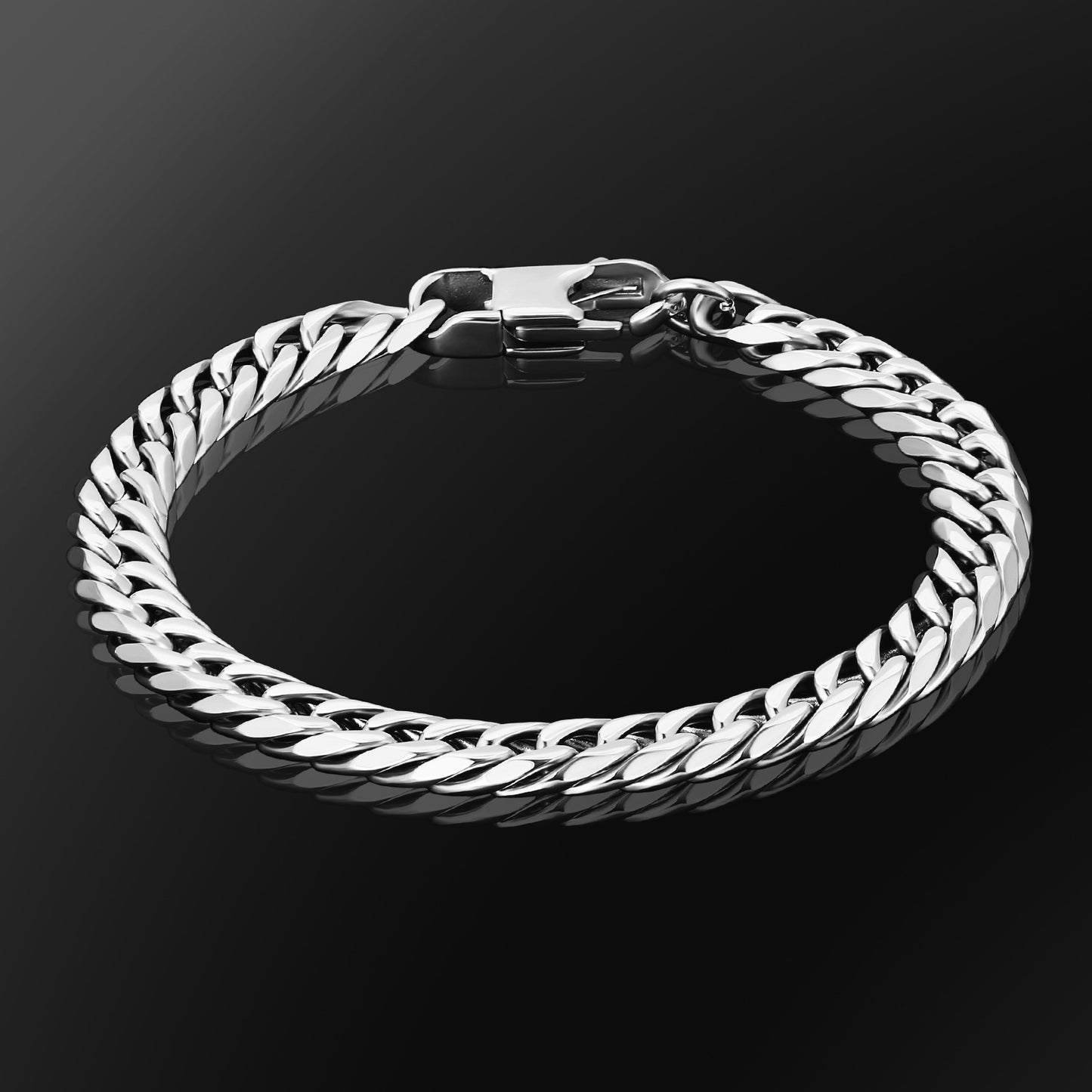 Bracelet cubain à meulage hexagonal en acier titane