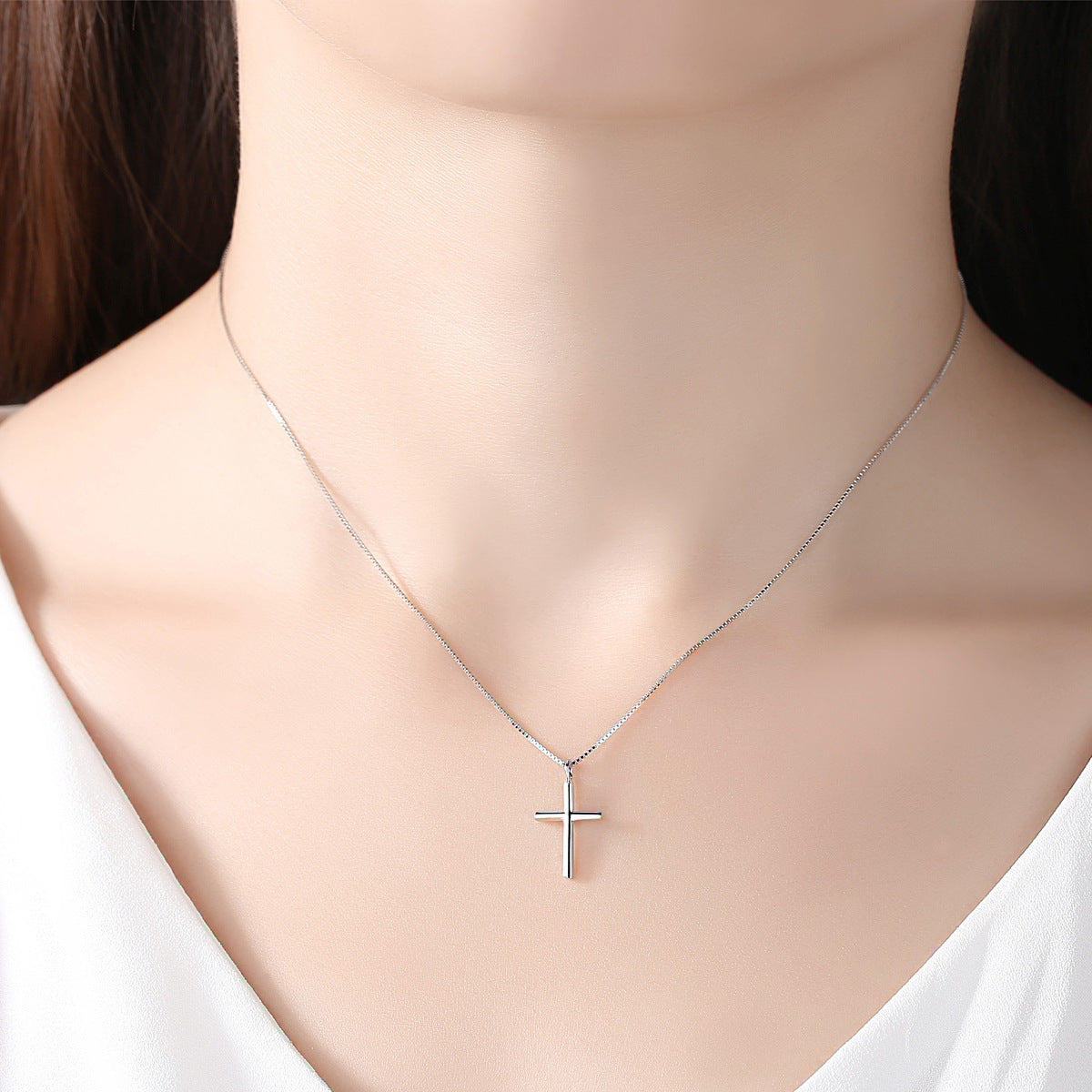 Simple Sterling Silver Cross Necklace