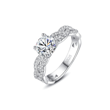 Bague en argent tissé Moissanite 1 Carat